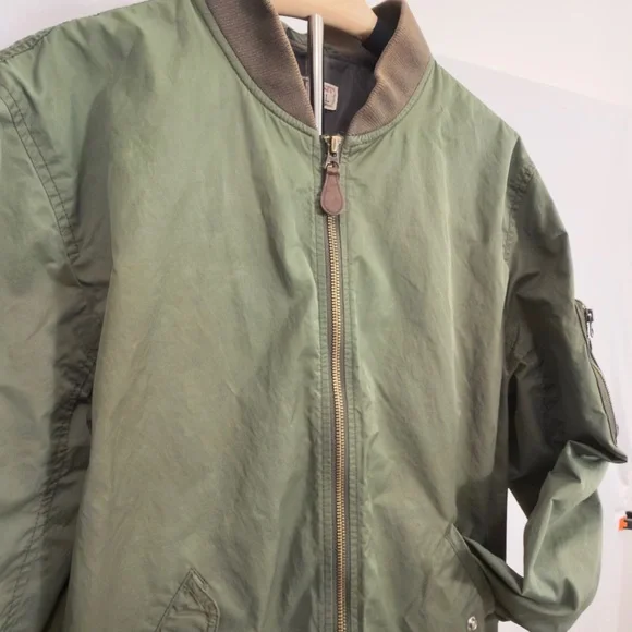 J.Crew Wallace & Barnes Bomber Flight Jacket- Olive Green- Men’s Large - Picture 4 of 5